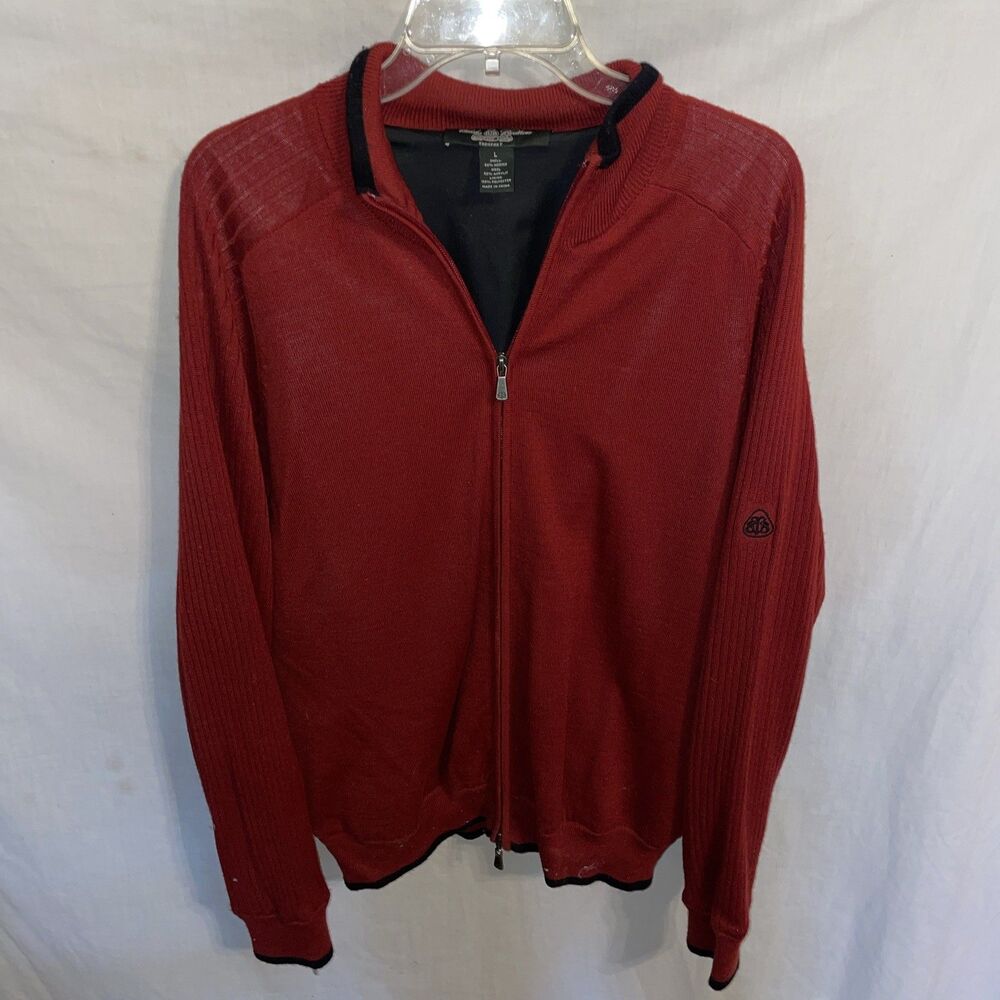Brooks Brothers Men’s Full Zip Jacket Size Large Red Merino Wool Going Out Party